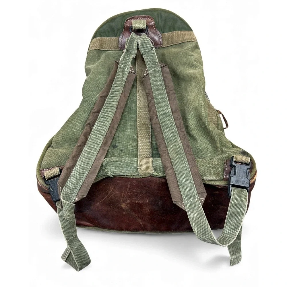 Vintage The Orvis Company Canvas Leather Backpack Green Outdoor Travel‎ 80s 90s